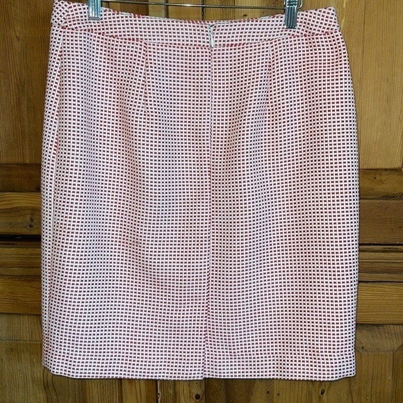 Halogen Red & White Gingham Print Pencil skirt Sz. 10 - Picture 3 of 14